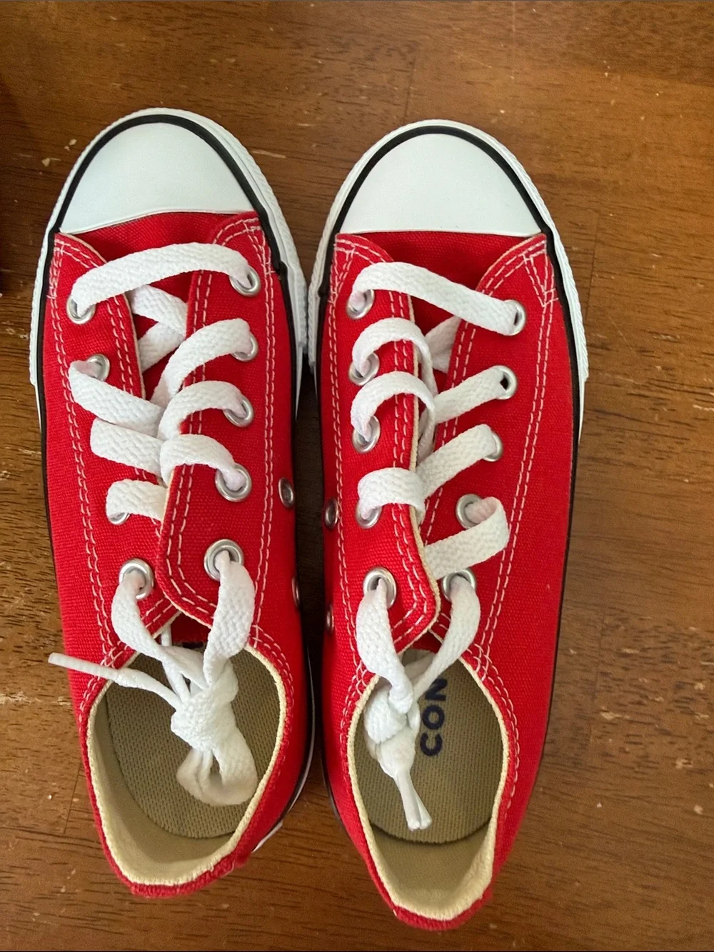 Converse Kids Red Canvas Low-Top Sneakers with White Details